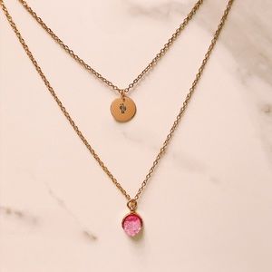 Pink gem & cactus necklace
